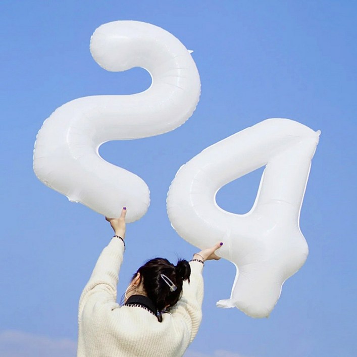 대형화이트 숫자풍선 파티풍선 기념일 생일파티 환갑, 9