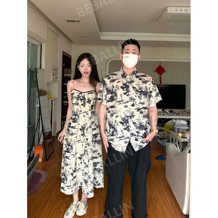 프렌치 커플시밀러룩 여름 데이트룩 원피스 세트