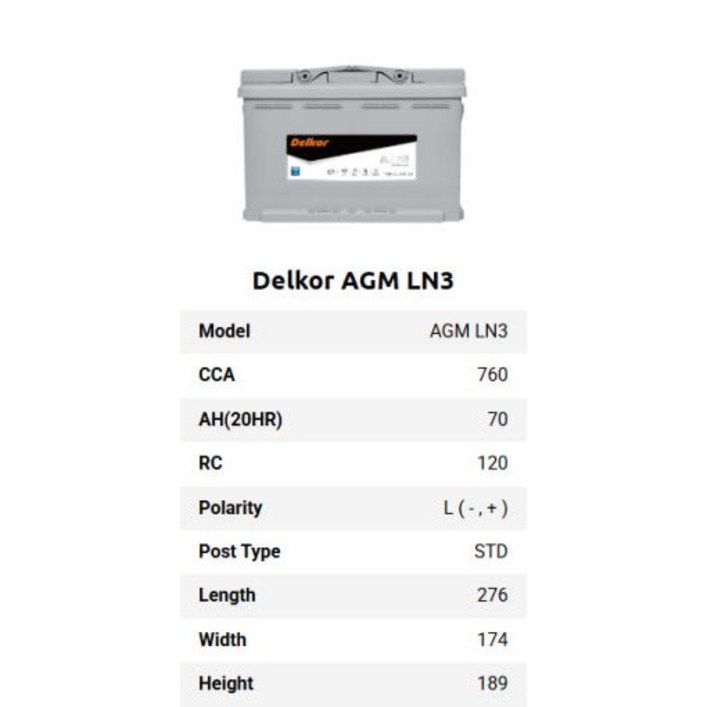 폭스바겐 아우디 청주 자동차 배터리 델코 AGM70 LN3 차량용 밧데리