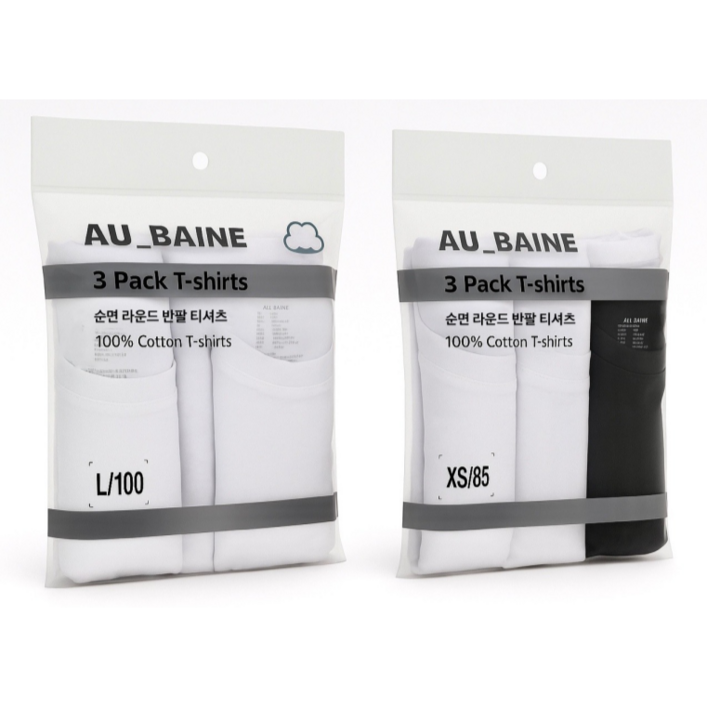 순면 라운드 반팔 티셔츠 3팩 30수 코마사 면티 튜블러티셔츠