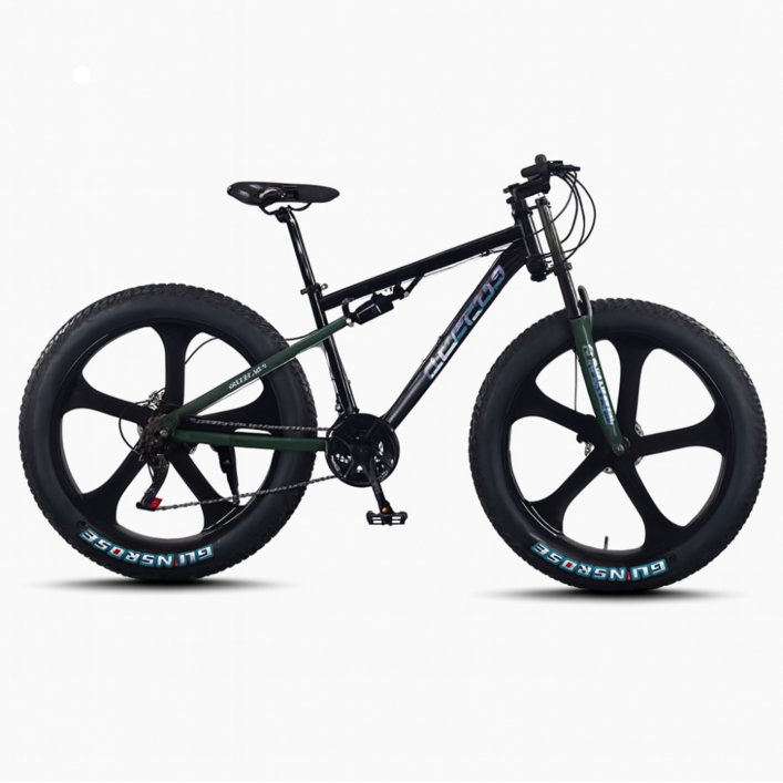 AVALON 팻바이크 풀샥 오프로드 MTB 산악자전거 고출력 광폭 타이어, 1개, 175cm, 그린블랙 26인치 블레이드휠 x 21단