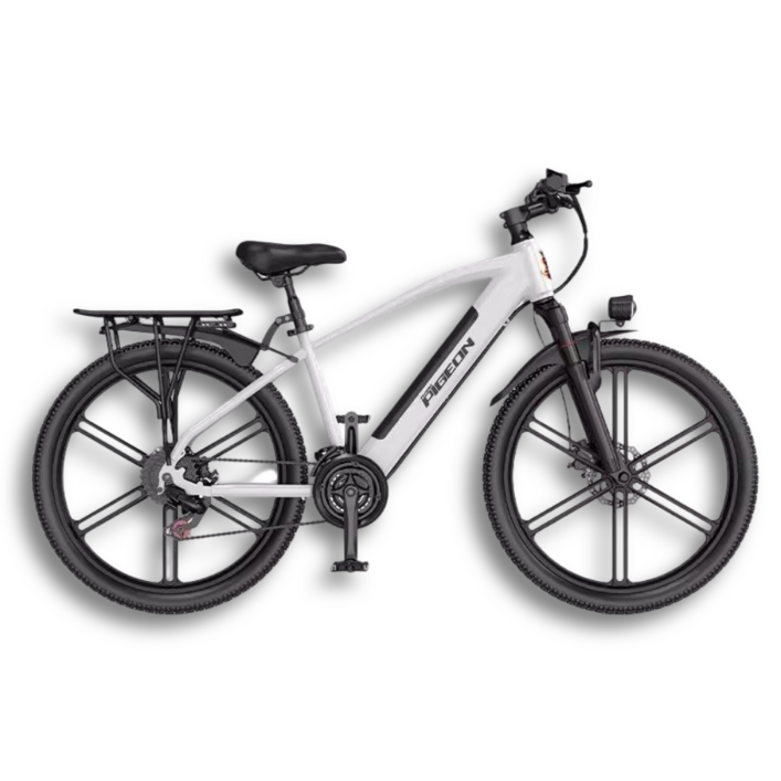 플라잉스 MTB 전기 자전거 전동 바이크 26인치 7단 출퇴근 배달 자토바이, 화이트, 경량스틸