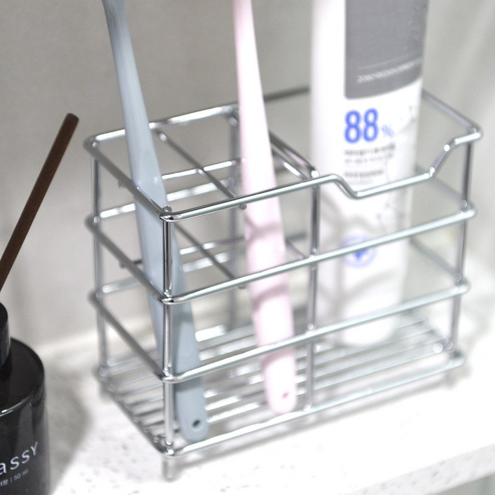 베네피센트 스텐 칫솔꽂이 욕실 화장실 칫솔거치대, 실버, 1개