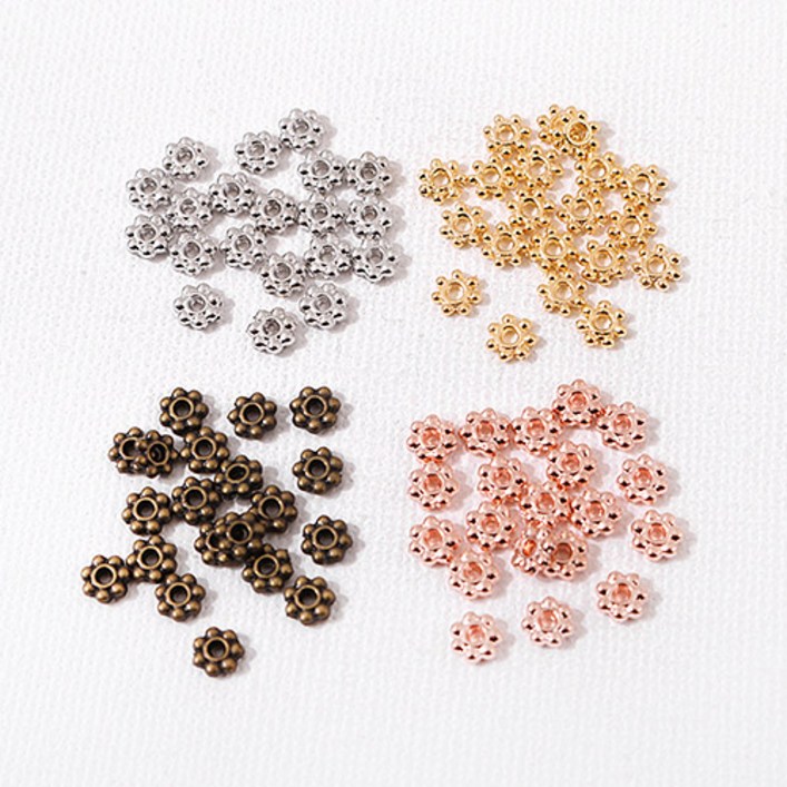 싼비즈 7601비드캡 꽃볼 4mm 4color ,20개