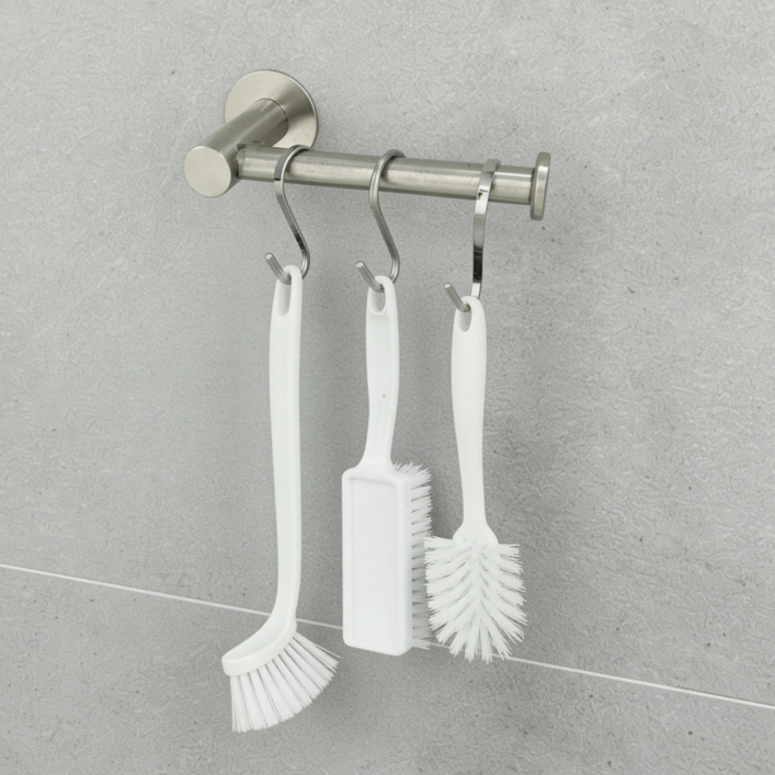 무지스 무광 스텐 304 욕실 청소도구 걸이, 1개, 무광실버