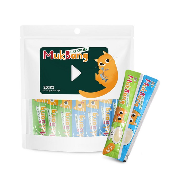 임박특가26.8.19 먹방 짜먹는 고양이 간식 300g 15gX20p, 1개, 전복연어