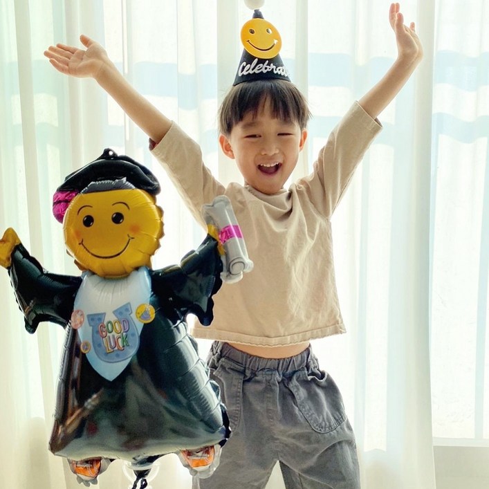 스마일 졸업풍선 10개세트 미니풍선 졸업촬영 포토존 소품 학사모 어린이집 유치원 졸업식꾸미기