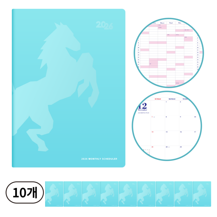 탐나 2026 A4먼슬리 플래너 다이어리 스케줄러, 10개, 민트
