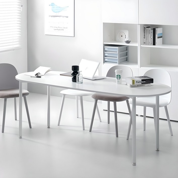 방문설치 필웰 HYOM 원형 책상 1600 1800 2000 폭 800 넓은책상 공부방테이블 회의실 테이블 DVX