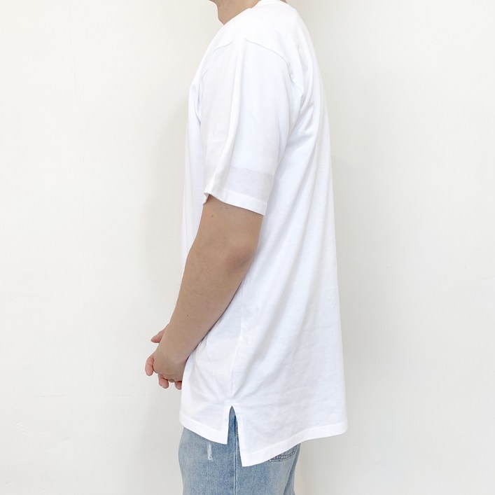 남녀공용 옆트임 레이어드 티셔츠 빅사이즈 무지 롱 반팔티 (~4XL)