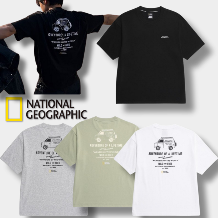 국내매장정품 내셔널지오그래픽 남녀공용 티셔츠 NATIONAL 데일리 캐주얼 반팔 티셔츠 네셔널지오그래픽 티셔츠 커플티 반팔티 라운드 오버핏 여름 티셔츠 남성 티셔츠 여성 티셔츠