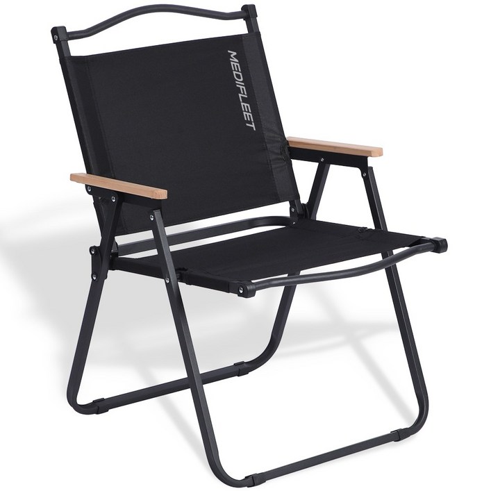 메디플릿 우드 폴딩 경량 컴포트 접의식 캠핑 의자 체어, 1개, 블랙