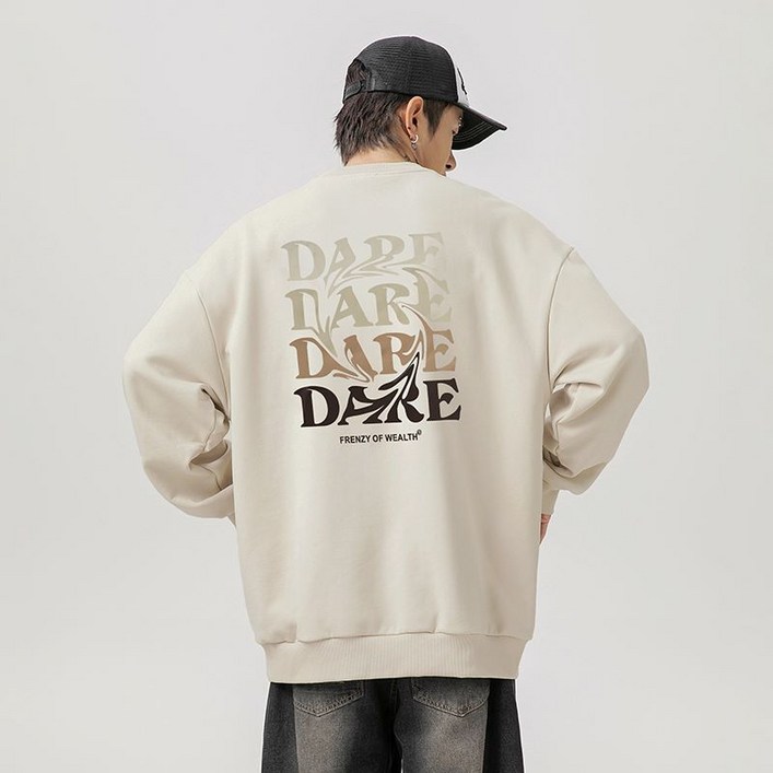 유루 남성용 뒷면 DARK 프린트 디테일 맨투맨  L3868