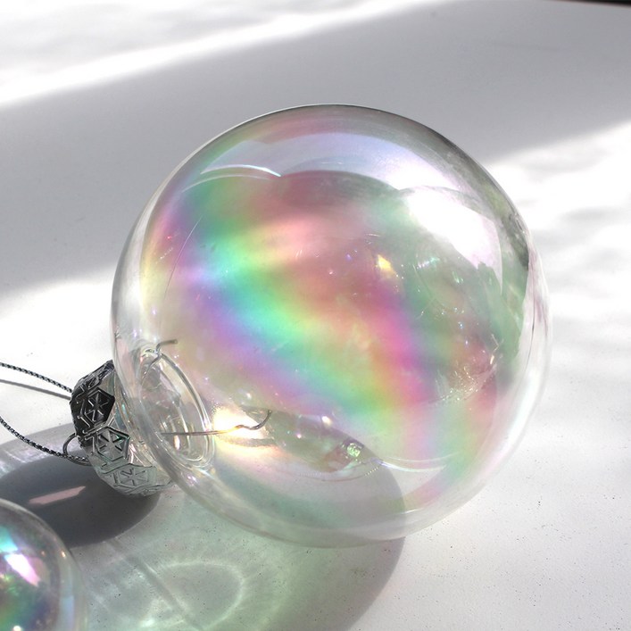 왓위셀 오로라 투명 오너먼트투명 화이트 핑크 홀로그램 크리스마스 트리 장식, 12개, 투명 오로라