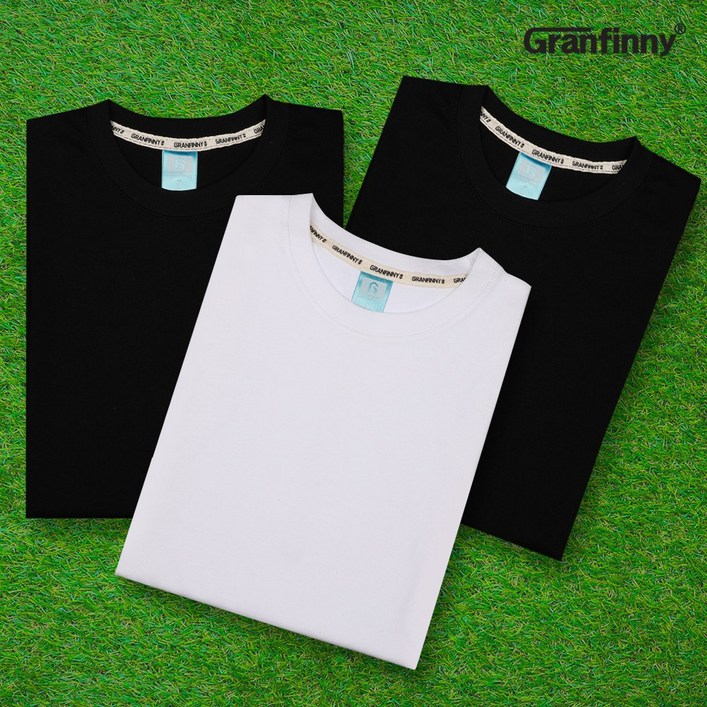그랜피니 프리미엄 베이직 라운드 무지 반팔 티셔츠 세트 GMSBS 3PACK