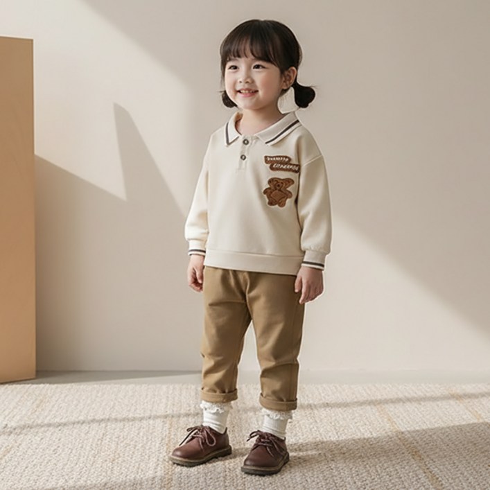 몽실이 곰패치 카라 상하복 유아 아동 가을 봄 간절기 외출복 등원복