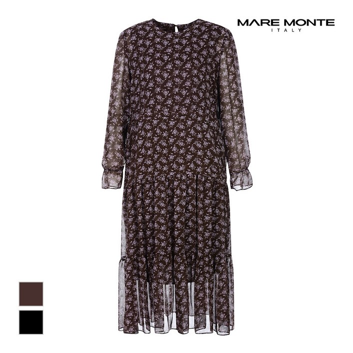 마레몬떼 패턴 프린트 쉬폰 롱 원피스M22OMOP62D0