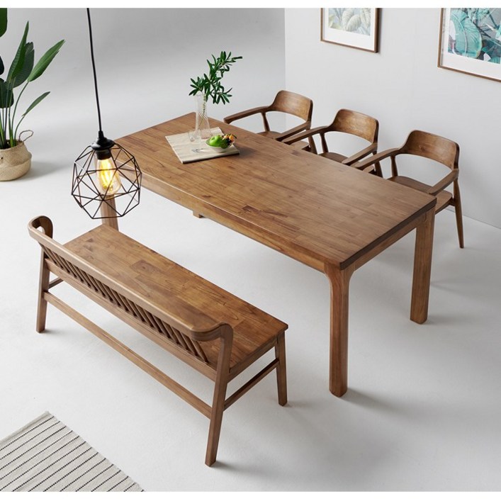 포아몽 참죽나무 6인용 원목 식탁세트 통원목 의자 벤치 식탁테이블포함 방문설치