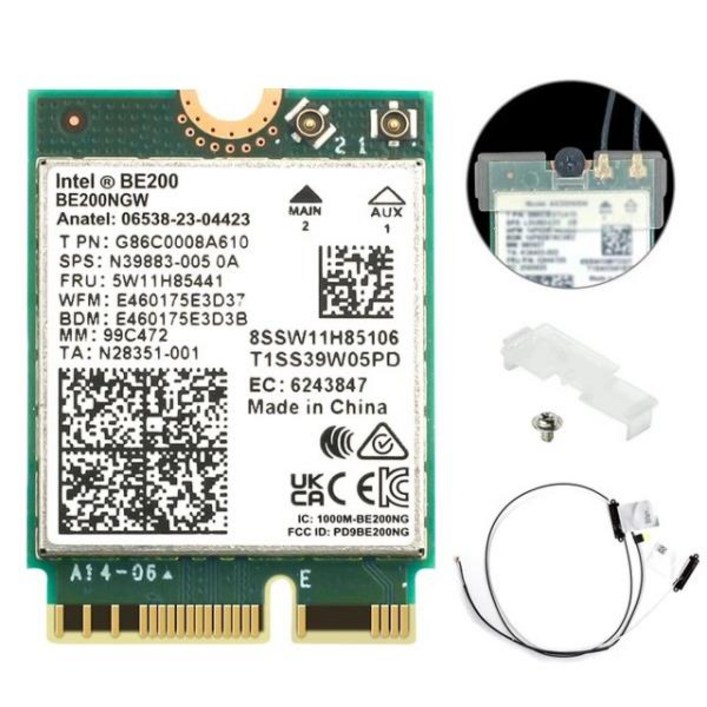 인텔 BE200 와이파이 7 블루투스 5.4 카드 안테나 포함 윈도우 11 PC 노트북용 BE200NGW 2.4 GHz 5 6 5.8 G