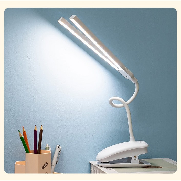 콜콜러브 클립형 LED 데스크램프 눈보호 무자극 조명  3단 색온도밝기 조절 USB 충전형