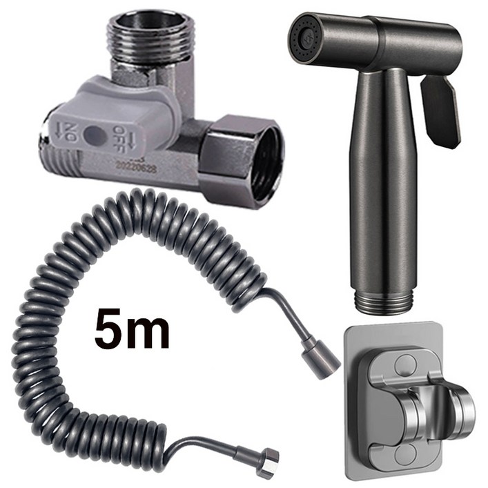 스테인레스 304욕실건  코일호스 5m  2구 분배기 부착거치대 세트