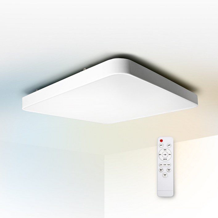 국산 LED 슬림 시스템 삼색 리모컨 방등 75W 삼성칩 led등 전등 교체 조명 스마트 디밍, 화이트