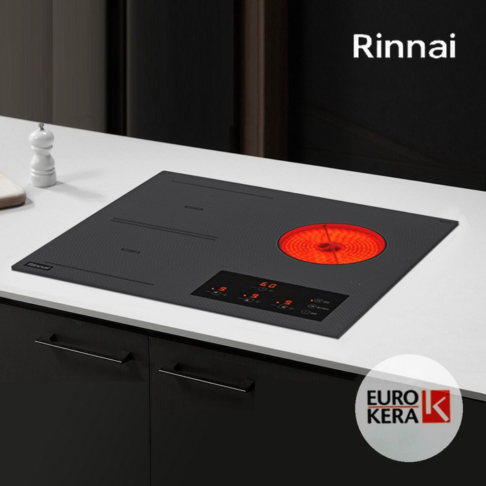 린나이 빌트인 3구 하이브리드 전기레인지 인덕션2  하이라이트1 유로케라상판 국내생산