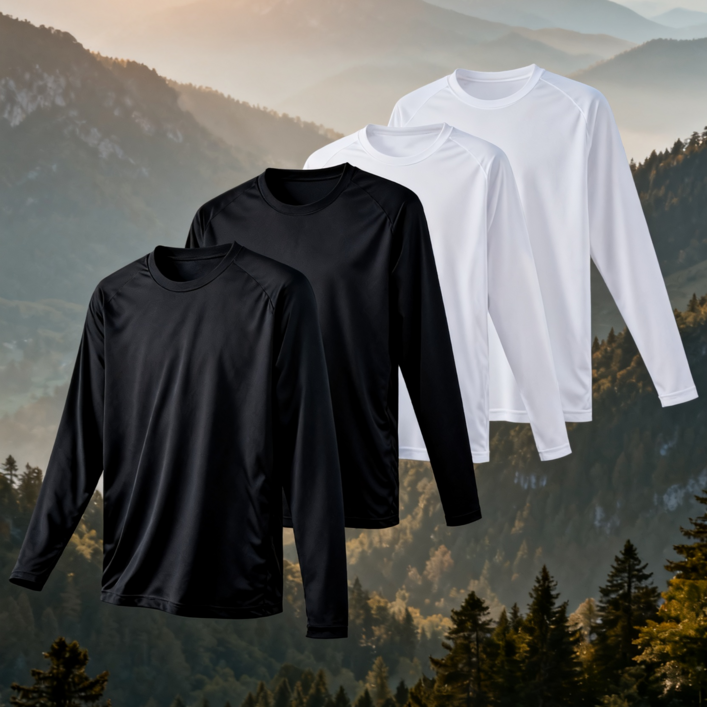 4장 세트 드라이 라운드 쿨티셔츠 남녀공용 기능성 긴팔티 냉감 긴팔 긴팔티