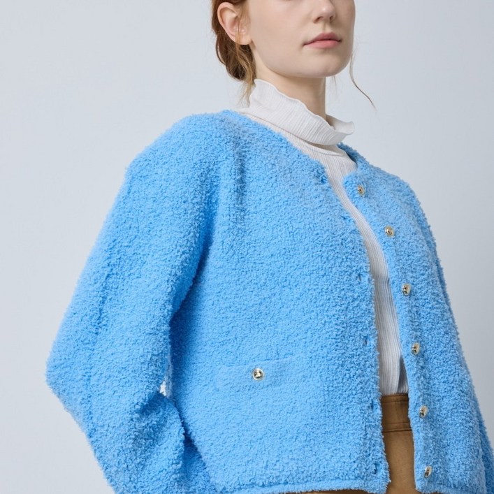 립포켓 부클 니트 가디건