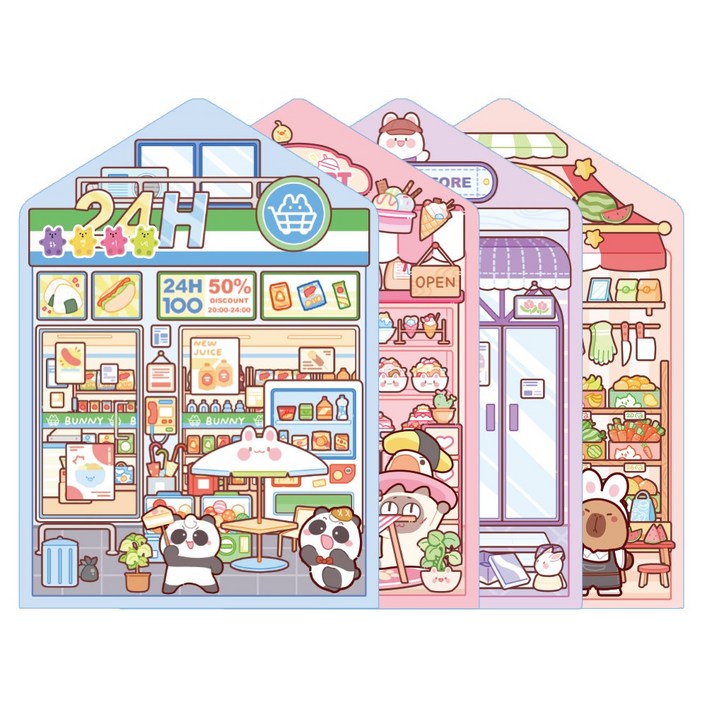 하영이네 가게 정리하기 꾸미기 스티커놀이 4종세트, 4가지컨셉, 1개