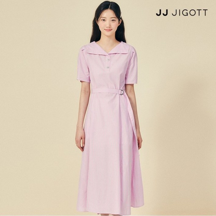 JJ지고트    스트라이프 와이드 칼라 원피스 GP5P0OP561