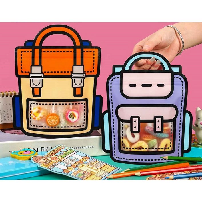 책가방 지퍼백 선물포장 어린이집선물포장 유치원선물포장 답례품 크리스마스선물 연말선물 생일선물 입학선물 파티선물 어린이집선물, 20장, 보라 대형