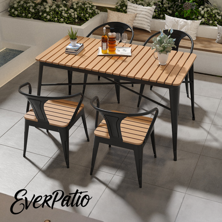 에버파티오 모던 야외 테이블 의자 세트 감성 카페 방수 테라스 가구 가든 정원 인테리어 목재 철제 데크, 화이트