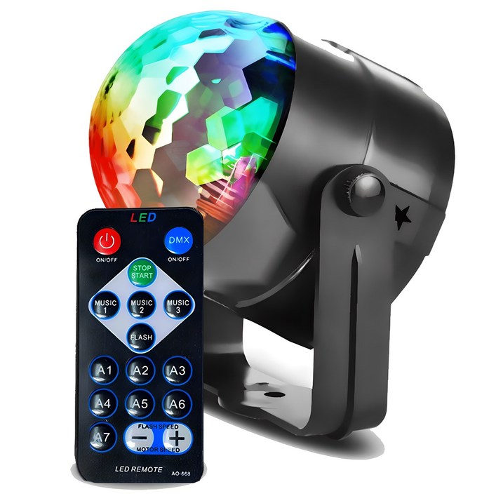 집에서도 즐기는 LED파티 회전 미러볼 사운드 반응형  리모컨 파티는 조명빨