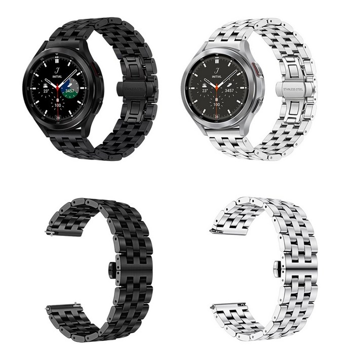 SMR930R940R950R9605 갤럭시워치6 40 44 43 47MM 고급 클래식 메탈 시계줄 스트랩 밴드, 블랙 SMR930R940R950R9605 갤럭시워치6 40 44 43 47MM 고급 클래식 메탈 시계줄 스트랩 밴드, 블랙
