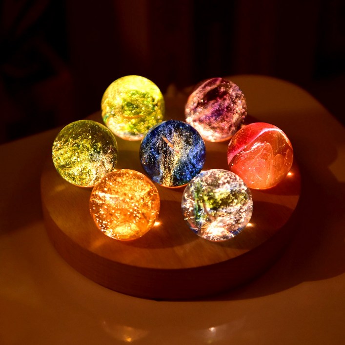 방안의 작은 우주 고급선물포장 7개의 크리스탈 행성 LED무드등