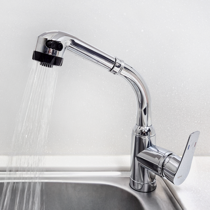 로딘 국산 싱크대수전 원홀 스프레이 거위목 씽크대 수도꼭지 교체 측면 주방수전 ODIN109, 1개