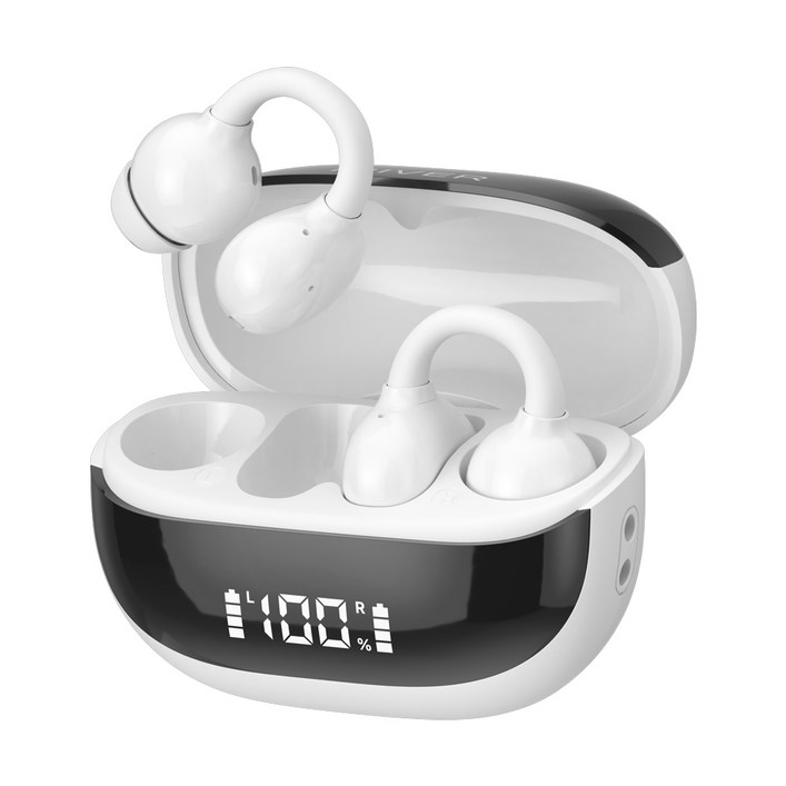 아이리버 오픈타입 무선 6.0 이어커프 블루투스 이어폰 IBIX3 오토 페어링 IPX4 생활 방수 터치 컨트롤 C타입 충전 귀찌 귀걸이형 클립형, 화이트