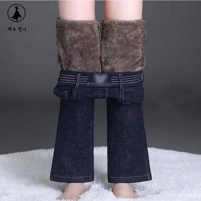 여성 겨울 양털기모 부츠컷 청바지 따뜻한 보온 데님팬츠 슬림핏 데일리룩