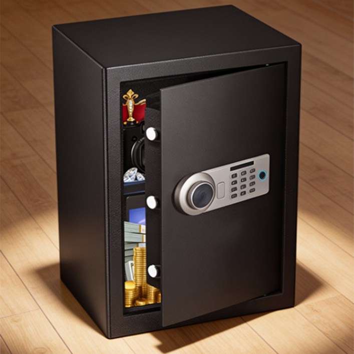 조이쥬드 스마트 비밀 금고 비밀번호+지문+비상열쇠 소형 대형, 블랙(소형25cm)