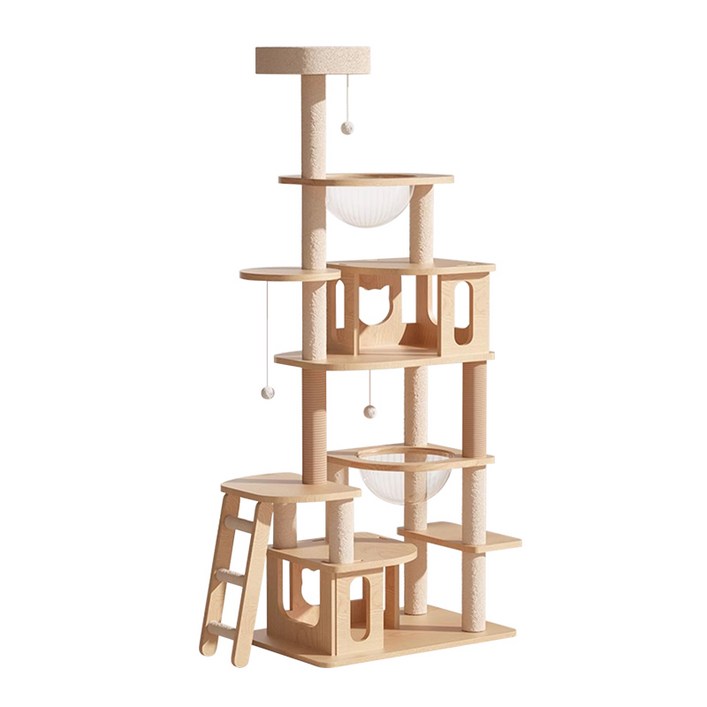 대형 복합형 캣타워 클라이밍 스크래쳐 기둥 캣트리 고양이 집 전만대 캡슐 해먹 스프링보드, 1개, 원목색