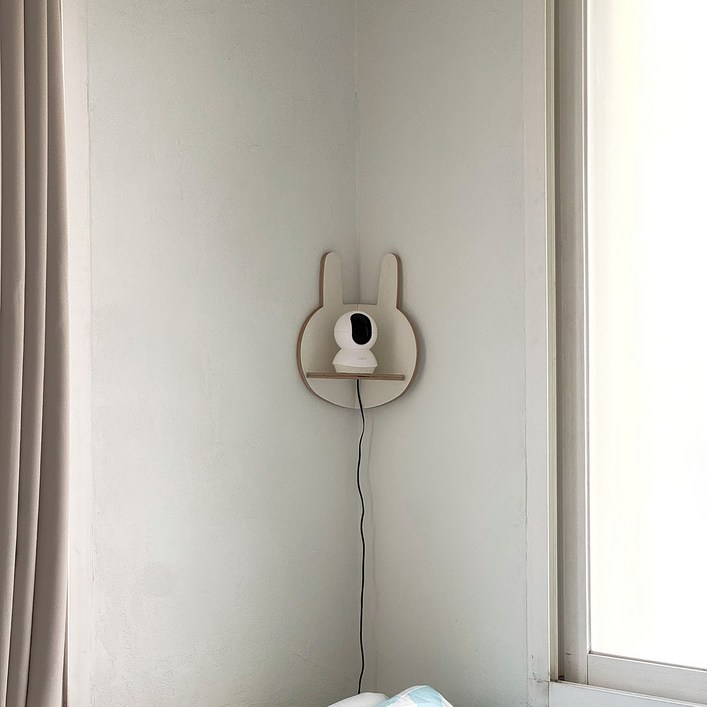 디유 스페이스 버니 아기방 홈캠 거치대 무타공 코너 선반