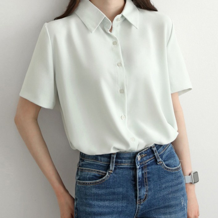 구김없는 반팔 블라우스 여성 여름 셔츠 면접 남방