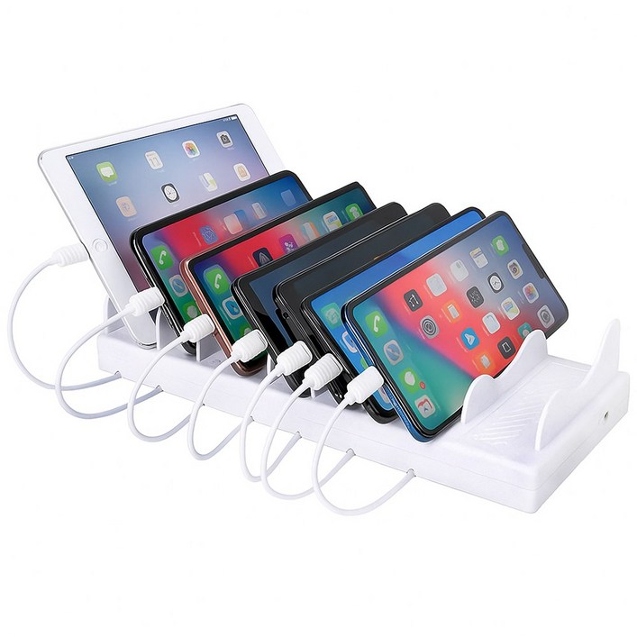 팝폰 7포트 확장가능 테이블오더 타워형 업소용 초고속 멀티충전기 TC71, TC71 아이보리, 1개