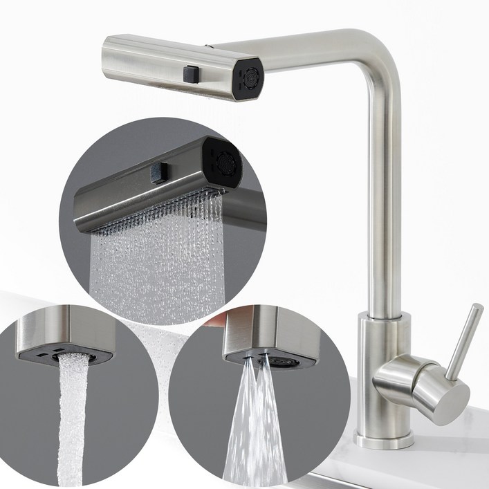 준앤코 3WAY 와이드 폭포수 싱크대 수전 KF302, 1개