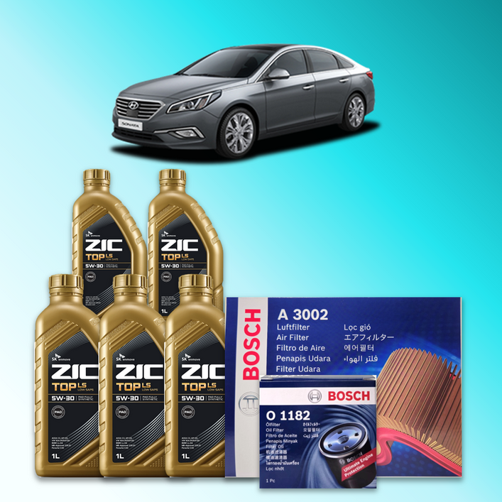 쏘나타 뉴 라이즈 (LF) 1.6터보 가솔린 엔진오일세트 SK 지크 탑 LS 5W30 (ZIC TOP LS)