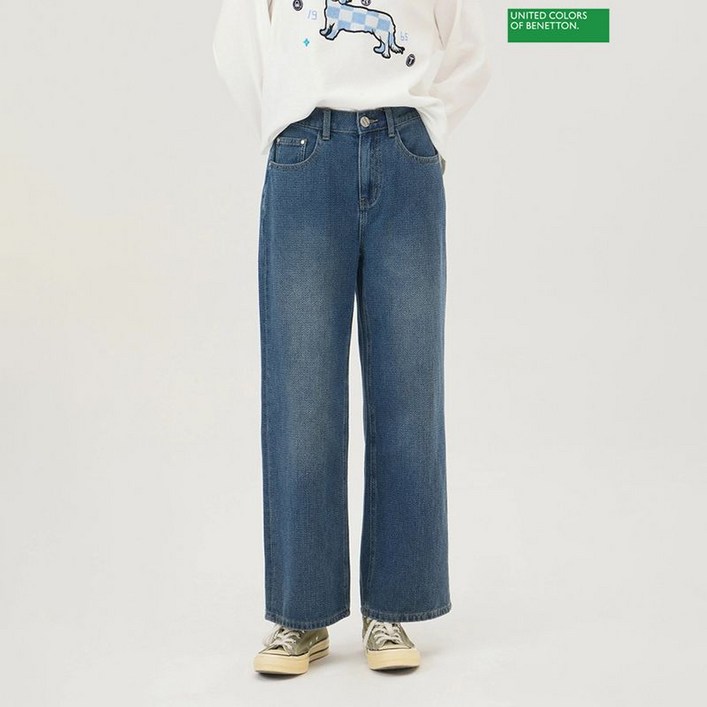 베네통 부클 와펜 쉐브론 데님 팬츠 BADPA3611