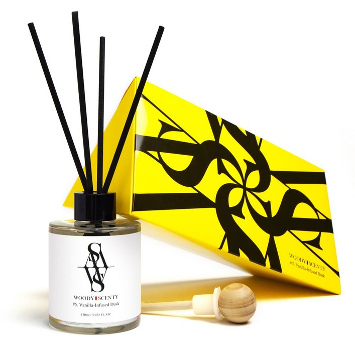 우디센티 프리미엄 천연 디퓨저 (디퓨저+리드스틱+우드볼), 1세트, 150ml, #5. 바닐라로 물든 노을