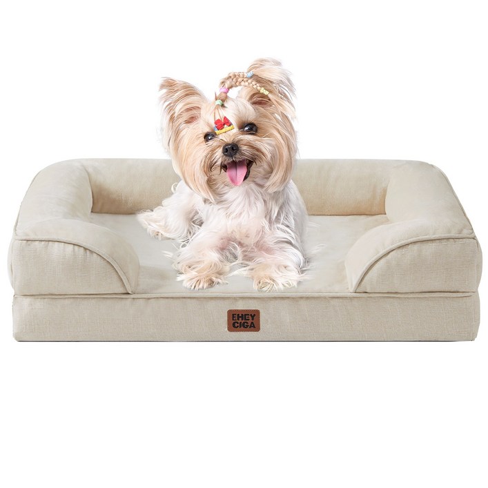 EHEYCIGA 메모리폼 정형외과 강아지방석 방수 반려견 소파 미끄럼방지, 1개, 베이지색