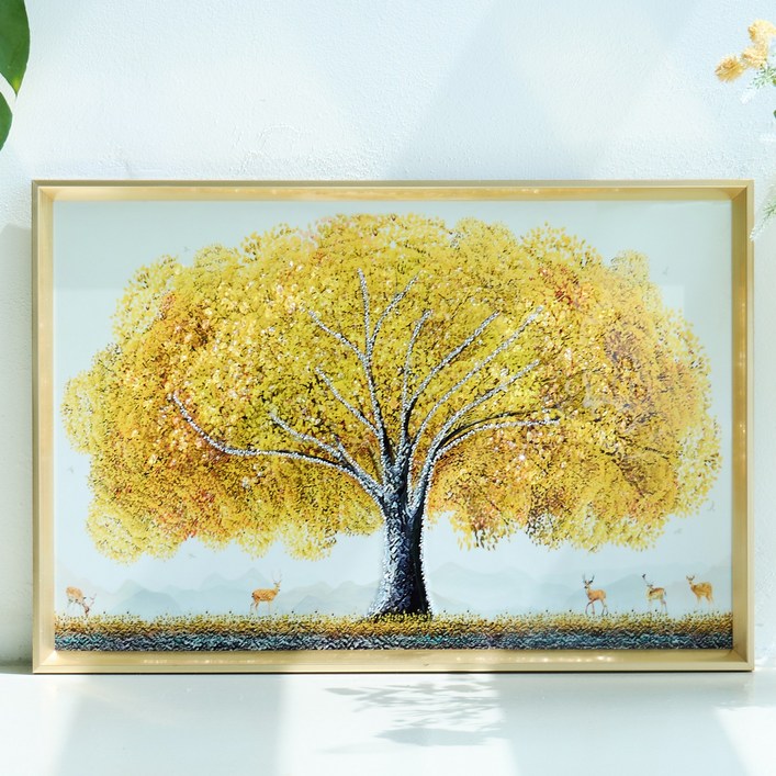 VITALO 황금나무액자 부자되는 황금 코인나무 금전운 재물운 거실 현관 그림 PGC1095